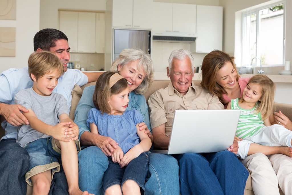 Family hanging out in the living room