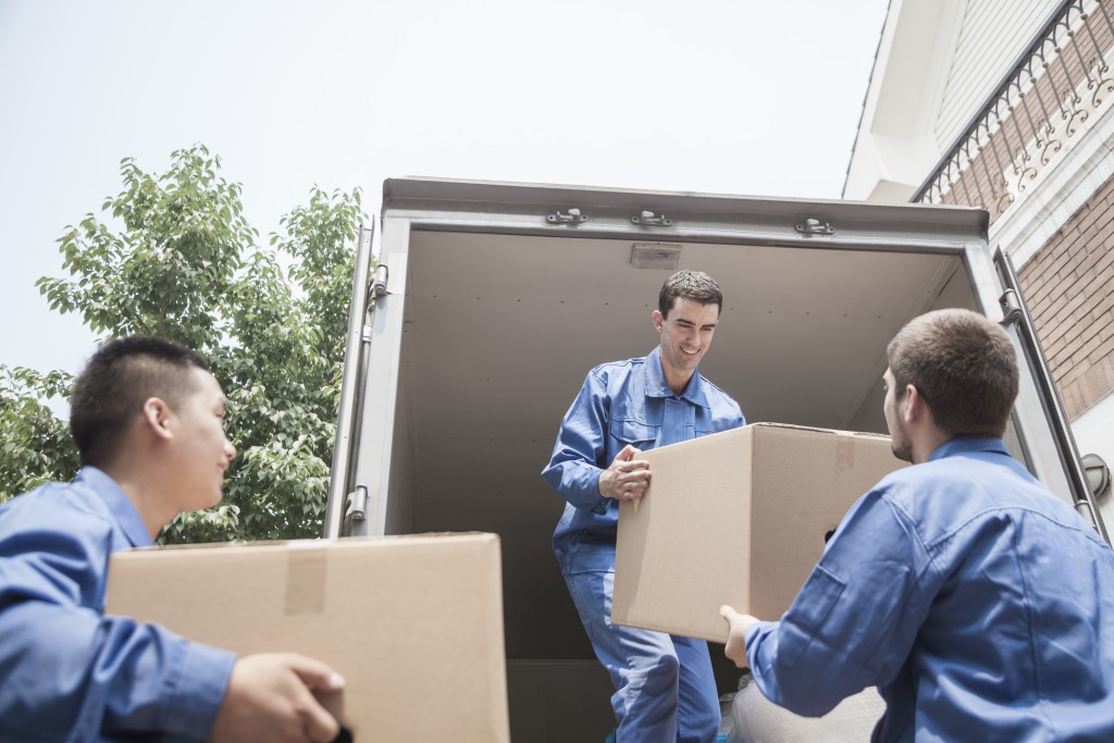 professional movers loading boxes