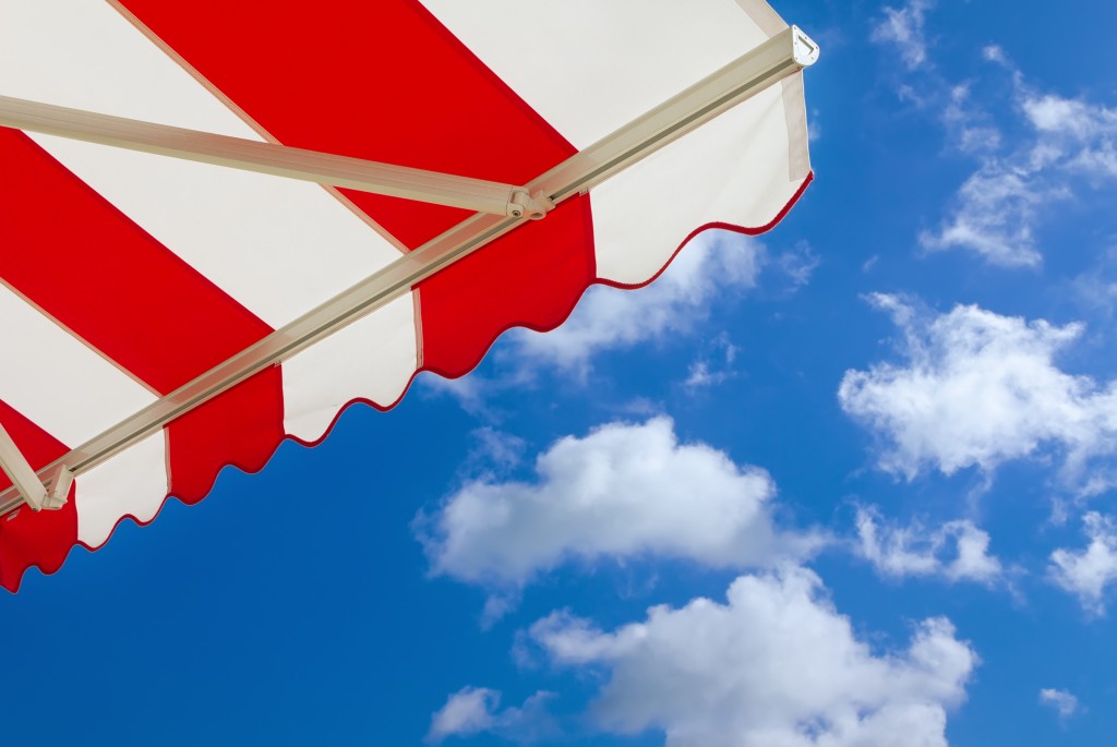 Red awning to give shade from the sun