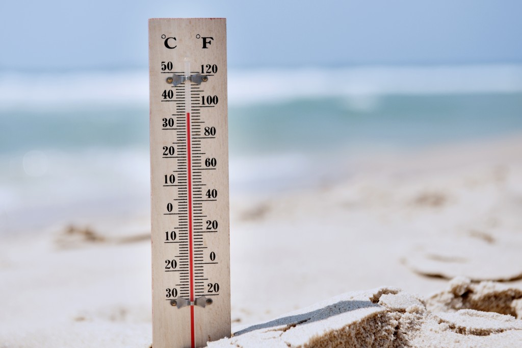 thermometer beside the beach