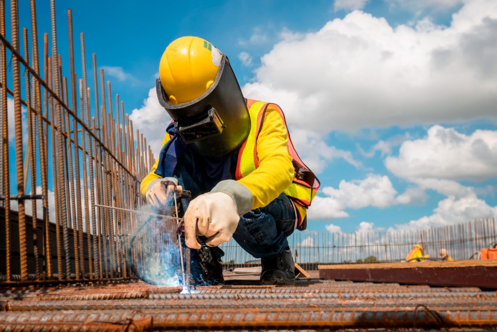 construction worker welding