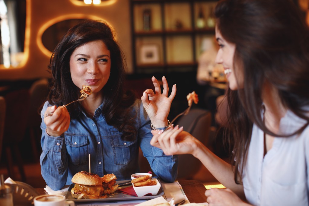 friends eating in a restaurant