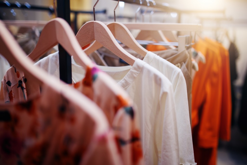 Clothes hanging in clothes rack