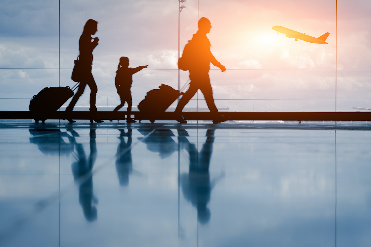 family at an airport