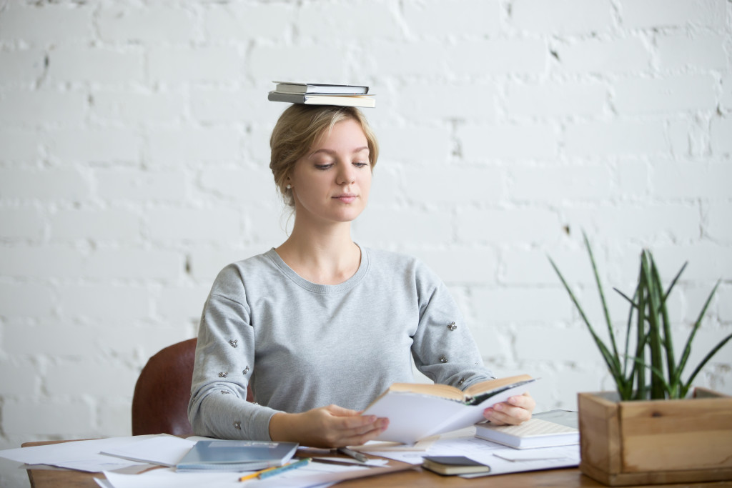 woman sitting straight