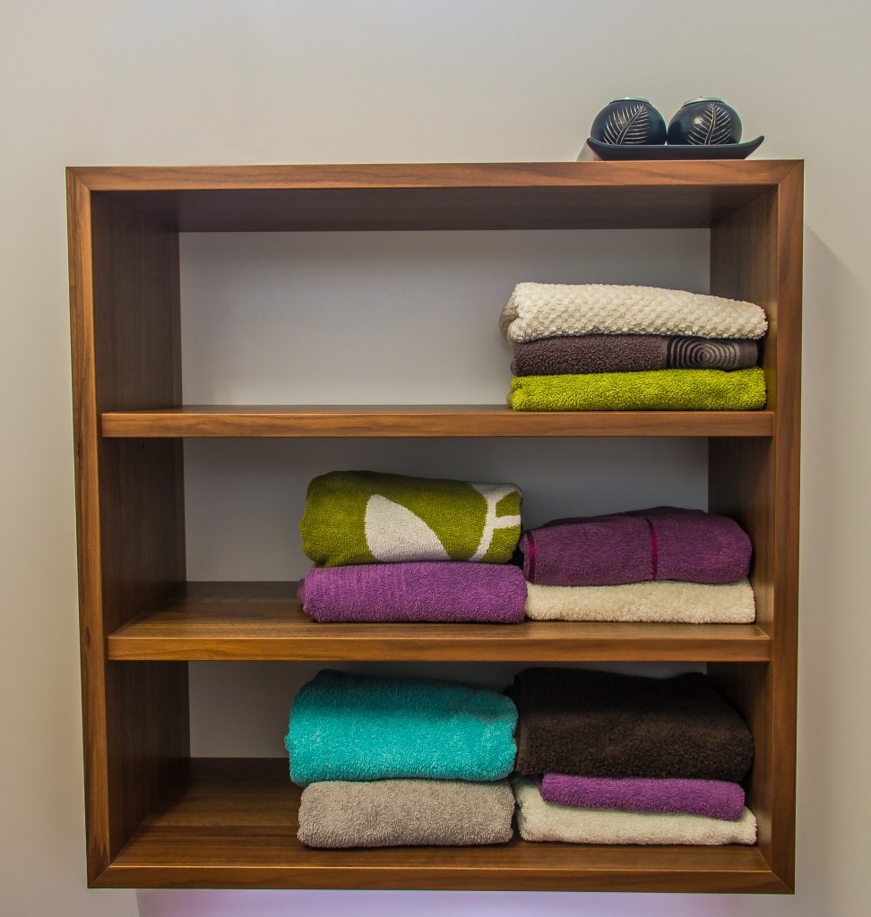 shelf with towels