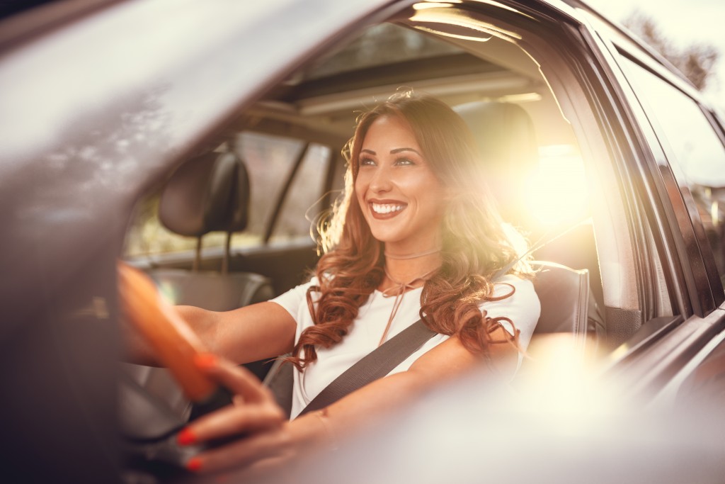 woman taking a road trip