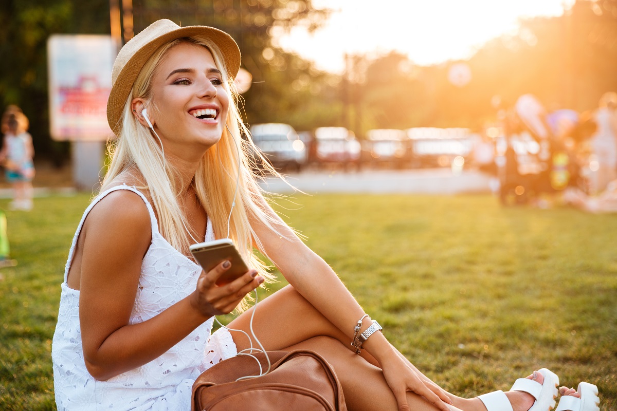 woman sitting at a park