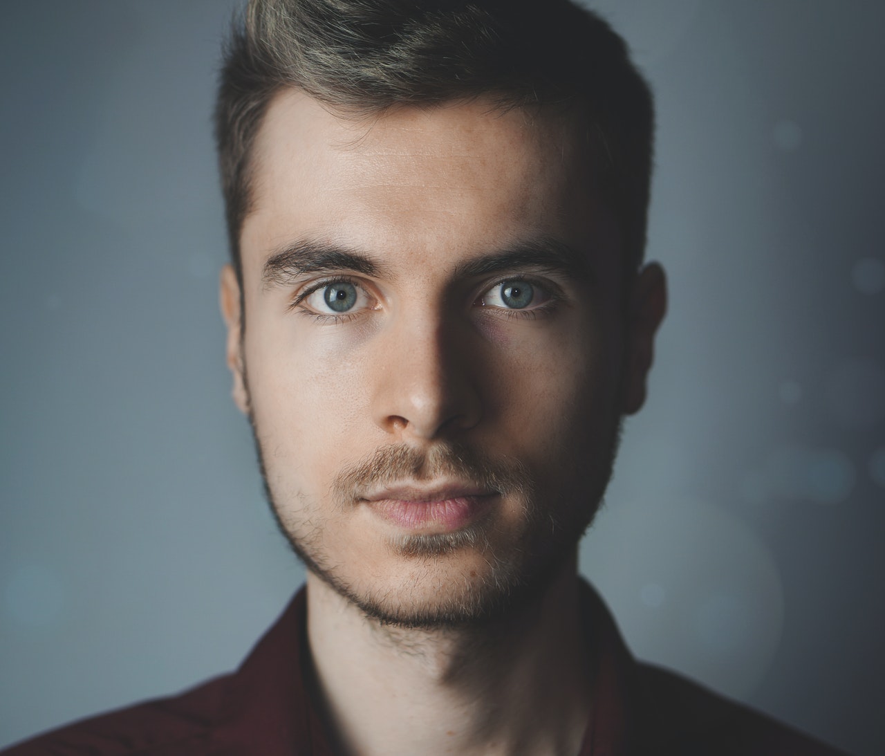 man wearing a red shirt