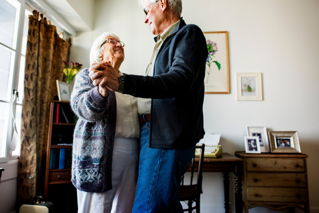 elder couple dancing